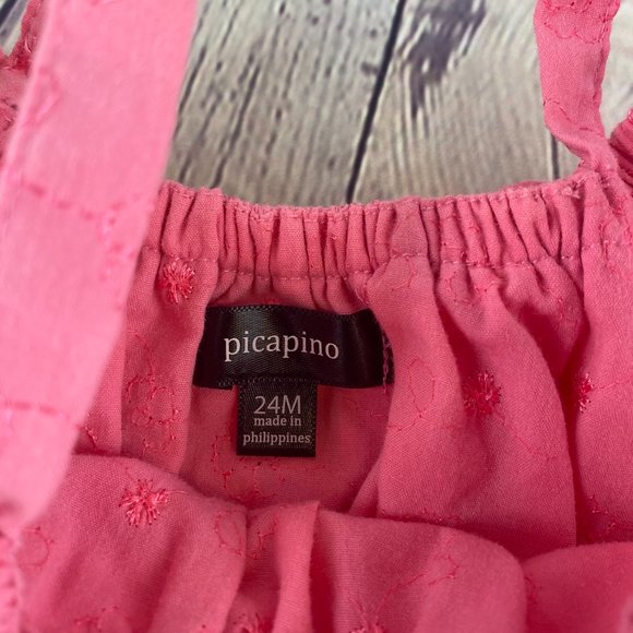 Picapino Baby Girl Pink Off Shoulder Dress - Picture 3 of 6